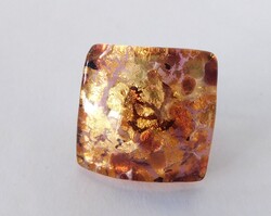 Hollóházi Murano Glass Ring with Gold Flakes