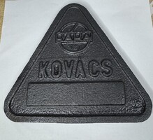 Ritka RÁBA KOVÁCS öntöttvas üzemi tábla / plakett – Győr, 1960-1980 (Restaurált)