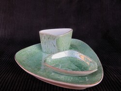 Retro.Vintage Lüszteres Holloházi Porcelán Asztali Dohányzó Készlet