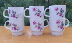Retro Alföldi porcelán bögre készlet (6 db) – Hibátlan, dália mintás