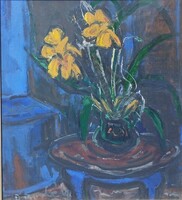 D. Borbély Gizella (1920-1994) - Nagyméretű, Képcsarnokos virágcsendélet