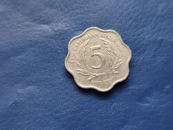 KELET-KARIBI ÁLLAMOK 5 CENT / FIVE CENTS 1991 II.ERZSÉBET! HULLÁMOS SZÉLŰ!