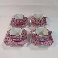 Antik Ditmar Urbach art deco kerámia kávés szett, márványmintás, 4 személyes