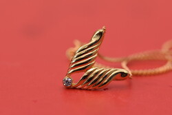 Vintage gold-plated chain with zircon pendant old stock item Germany