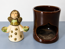 Retro ceramic Christmas candle holder set