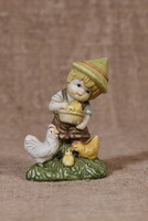 Vintage Ceramic Little Girl with Chicks Figurine circa 1970–1990s