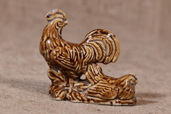 Vintage ceramic rooster and hen figurine approx. 1960–1980s
