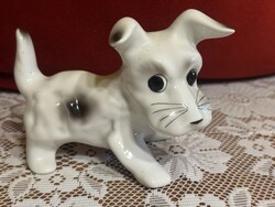 Régi porcelán kutyafigura – fehér, foltos