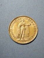 Arany 10 korona, 1912, K.B. Extra állapot. 3,4 gr.