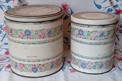 Régi nagyméretű lisztes fém doboz, tároló doboz 2 db együtt
