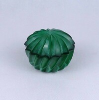 2B502 Régi Kurt Schlevogt malachit zöld art deco üveg ékszertartó bonbonier