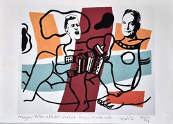 DrMáriás -  Magyar Péter altatót énekel Orbán Viktornak   30 x 42 computer print, merített papír