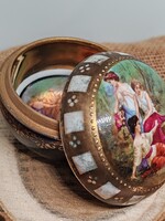 Antik Royal Vienna kobaltkék porcelán doboz (méhkas jelzett)