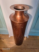 László Dömötőr master goldsmith large (48.5 cm) red copper floor vase stamped, flawless