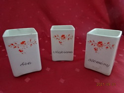 Granite porcelain antique spice holder, three pieces - tea, marjoram, cumin. He has!