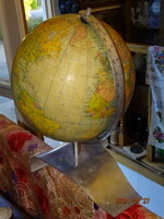 RETRO GLOBE 1965 - IN HUNGARIAN, 38 CM, MADE OF BRASS