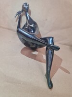 Zsolnay extra ritka kék eozin art deco figura Török jános.
