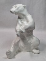 Nagy méretű JELZETT! Gránit Kispest mázas kerámia jegesmedve figura hibátlan állapotban 22 cm magas