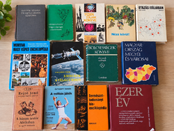 Old Book Set – 13 Books Including Rejtő, Encyclopedias, Dictionaries, Educational Books
