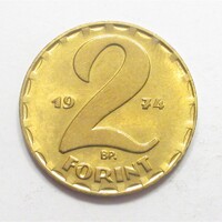 Hungary, 2 Forint 1974 aUNC+ copper