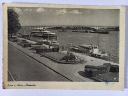 Vintage postcard Bonn – Rhine river, ships and bridge, North Rhine-Westphalia, Germany 1959