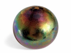 Hollóházi Iridescent Colored Glass Leaf Paperweight