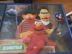 Szezàm utca.Retró poszter,keretezett,üveg alatt