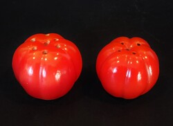 Antik porcelán paradicsom (paprika?) só - bors szóró pár