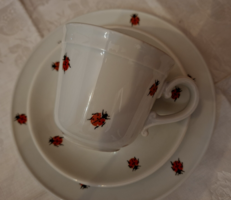 Käfer bájos, katicás porcelán reggeliző szett 3 részes