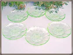 Art Deco Uranium Glass Dessert Plate Set