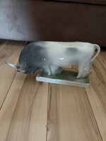 Zsolnay porcelán szürkemarha bika szobor