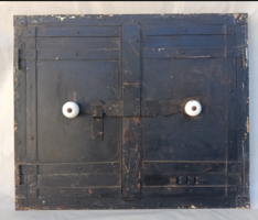 Antique Porcelain Knob Stove Door with Wall Frame (End of 19th Century)