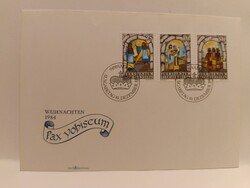Liechtenstein 1984 Karácsony Pax vobiscum teljes sorozat alkalmi borítékon (FDC) Michel 861-863
