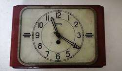 Hollóházi retro vintage MOM (Hungarian Optical Works) mechanical wall / desk clock decor