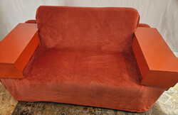 Comfortable sofa with removable wooden armrests and changeable covers