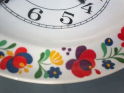 Hollóházi calocsa patterned wall clock, large numbers