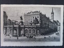 Bécs régi képeslap – Albrechtsbrunnen és Albrecht-emlékmű