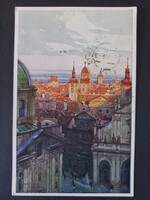 Old Prague Postcard – Old Town View with Charles Bridge Tower, 1916