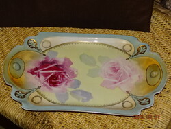 ANTIQUE ART NOUVEAU LARGE ROSE GILD PORCELAIN TRAY