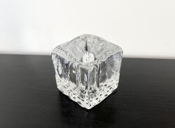 Hollóházi Scandinavian Vintage Ice Glass Candle Holder – Juhava / Timo Sarpaneva style ('70s)