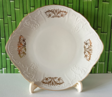 GYÖNYÖRŰ FEHÉR-ARANY DOMBORMINTÁS BERNADOTTE PORCELÁN KÍNÁLÓ TÁNYÉR