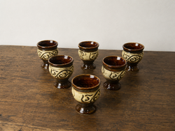 6 Pieces of Folk Motif Ceramic Pálinka Glasses