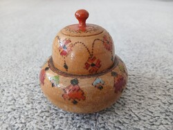 Carved and Painted 2-Piece Vintage Wooden Box, Storage, Jewelry Holder, Spice Container