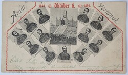 Aradi Vértanúk 1849 Október 6. - 50. évforduló képeslap - Muskát M. kiadása 1899