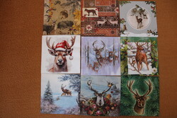 9 pcs Napkins with Deer and Reindeer