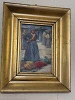 Carolus Pállya: Peasant Woman in Blue Dress