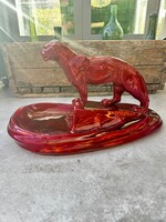 Zsolnay Large Ox Blood Glazed Panther