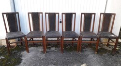 Set of 6 Leather Upholstered Art Nouveau / Jugendstil Chairs
