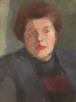 Iván Szilárd: Portrait of a Red-Haired Woman, Original Oil on Canvas - Female Portrait