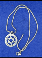 Vintage Sterling Silver Necklace with David Star Pendant, 44cm, 1980s
